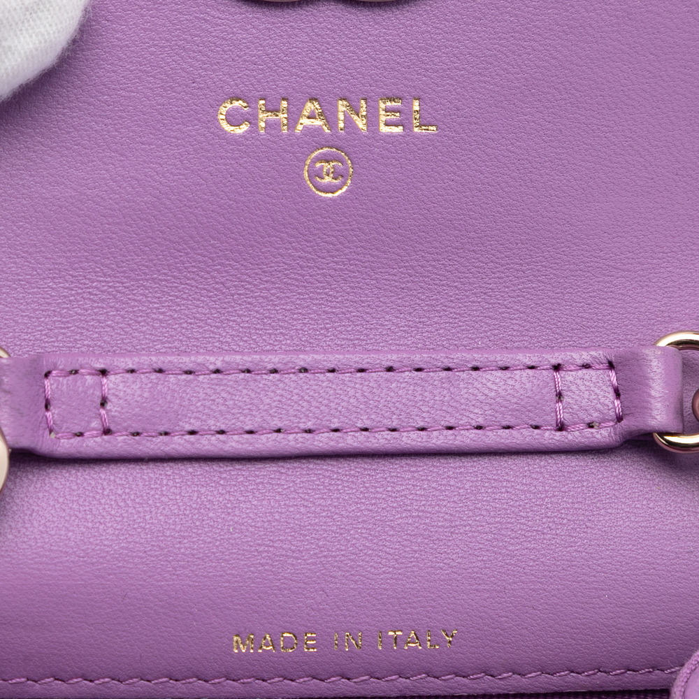 Pre-Loved Chanel CC Quilted Lambskin Coco Card Holder on Chain - Picture 5 of 8